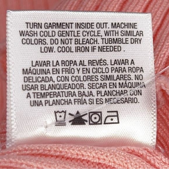 Small Bongo Pink Ribbed Long Bell Sleeve Sweater Knit Pastel Lettuce Trim - Picture 9 of 16